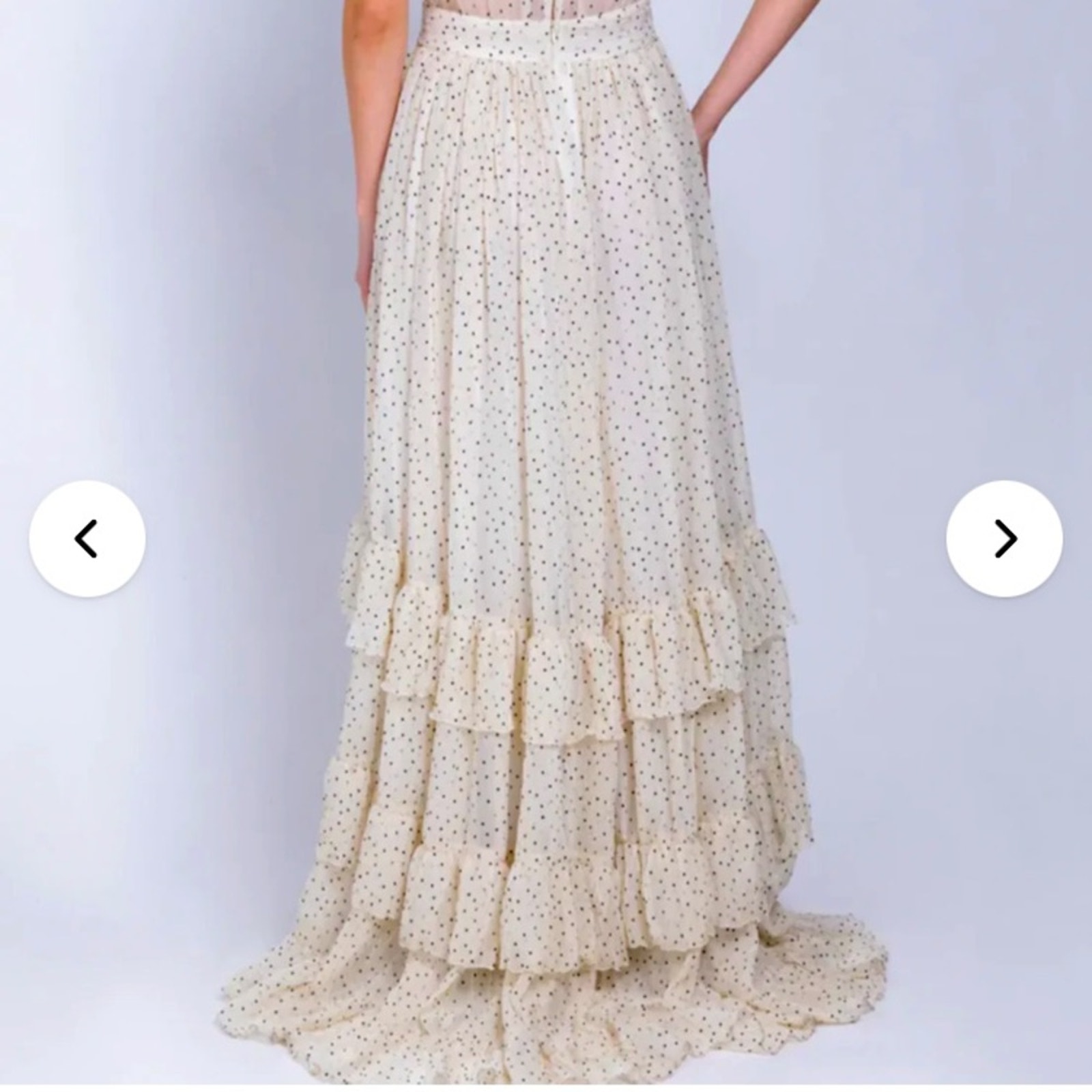 Nwt$595 Sabina Musayev Salma Pleated Tiered Polka-Dot Maxi Dress Size M — image 4 of 5